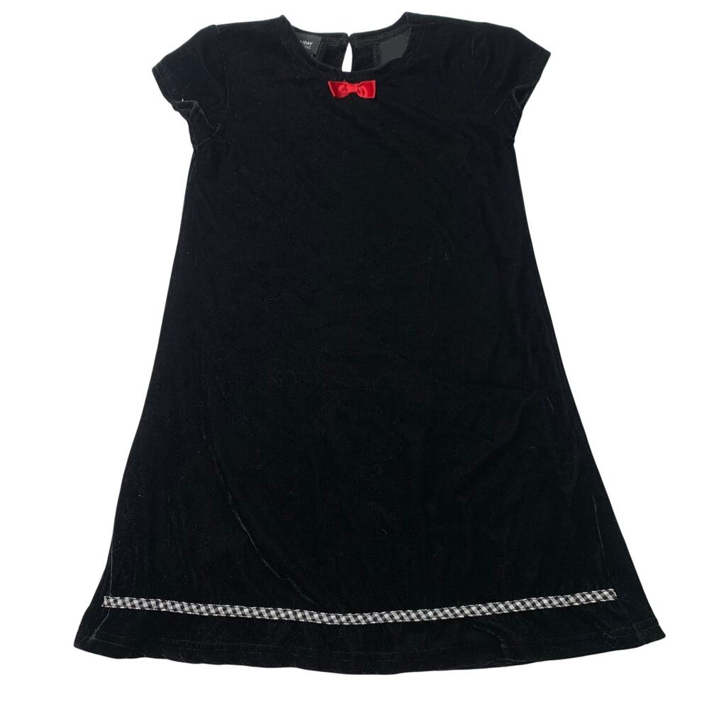 Holiday Editions Girls 5T Black Velvet Dress Red Bow Christmas Formal Recital